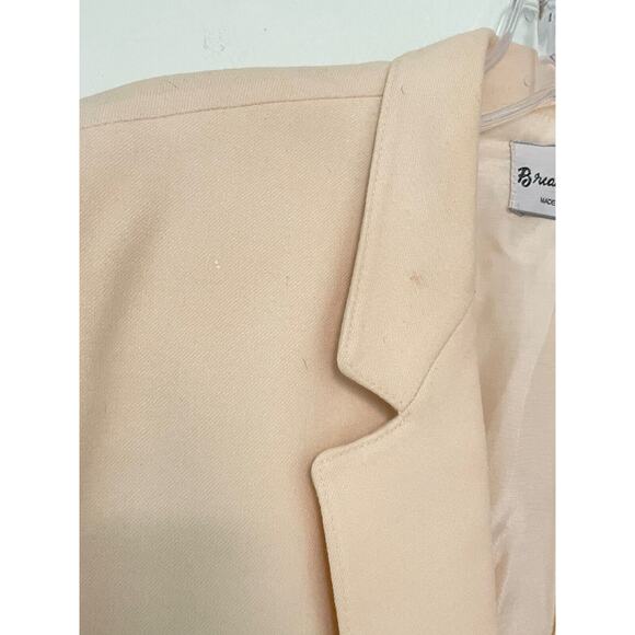 Vintage Brian Tucker Women Blazer Size 12 Cream Wool Double Breasted Preppy FLAW - Picture 2 of 12